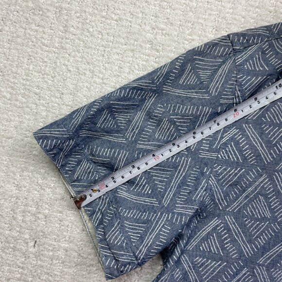 Quicksilver Modern Fit Men's L Light Blue Doodle Button Up Short Sleeve Shirt - Picture 11 of 16